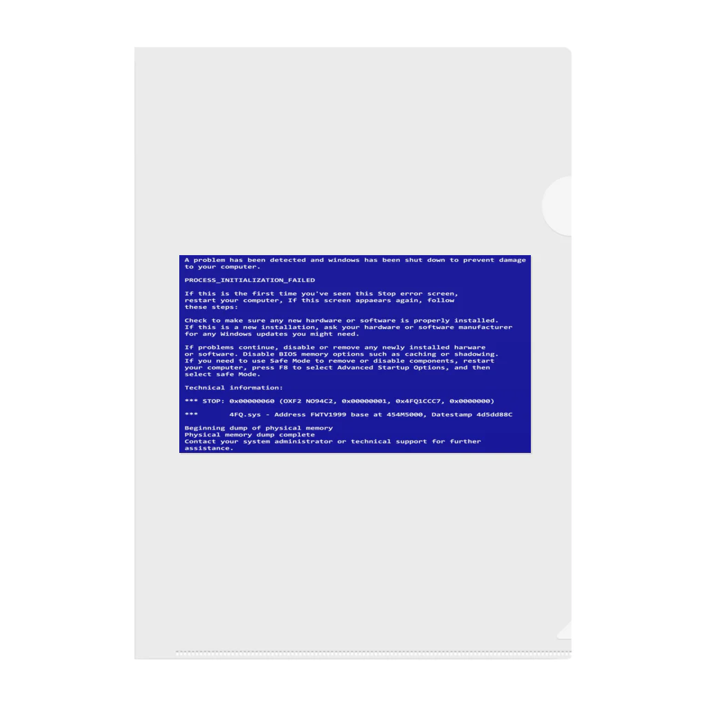 Ａ’ｚｗｏｒｋＳの一番コワいヤツ　ブルースクリーン クリアファイル