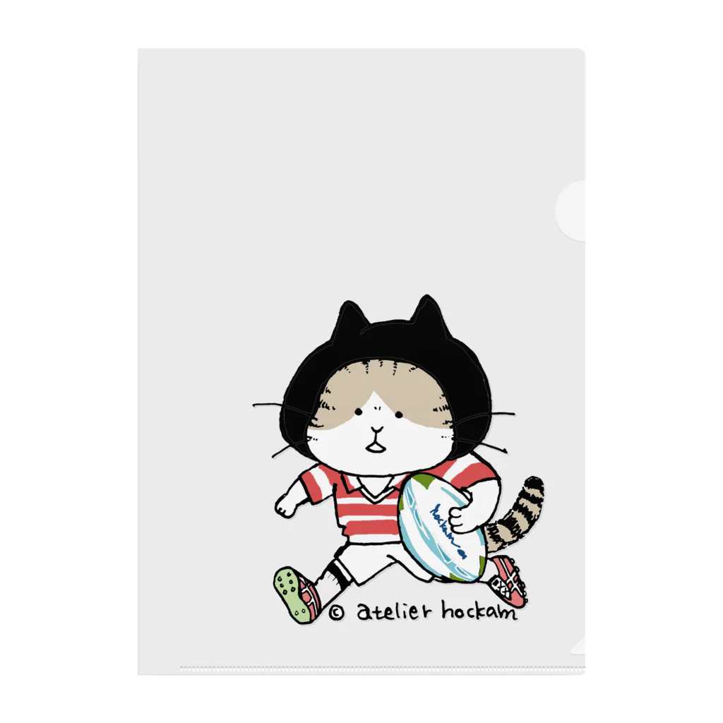 ほっかむねこ屋（アトリエほっかむ）のラグビーねこ Clear File Folder