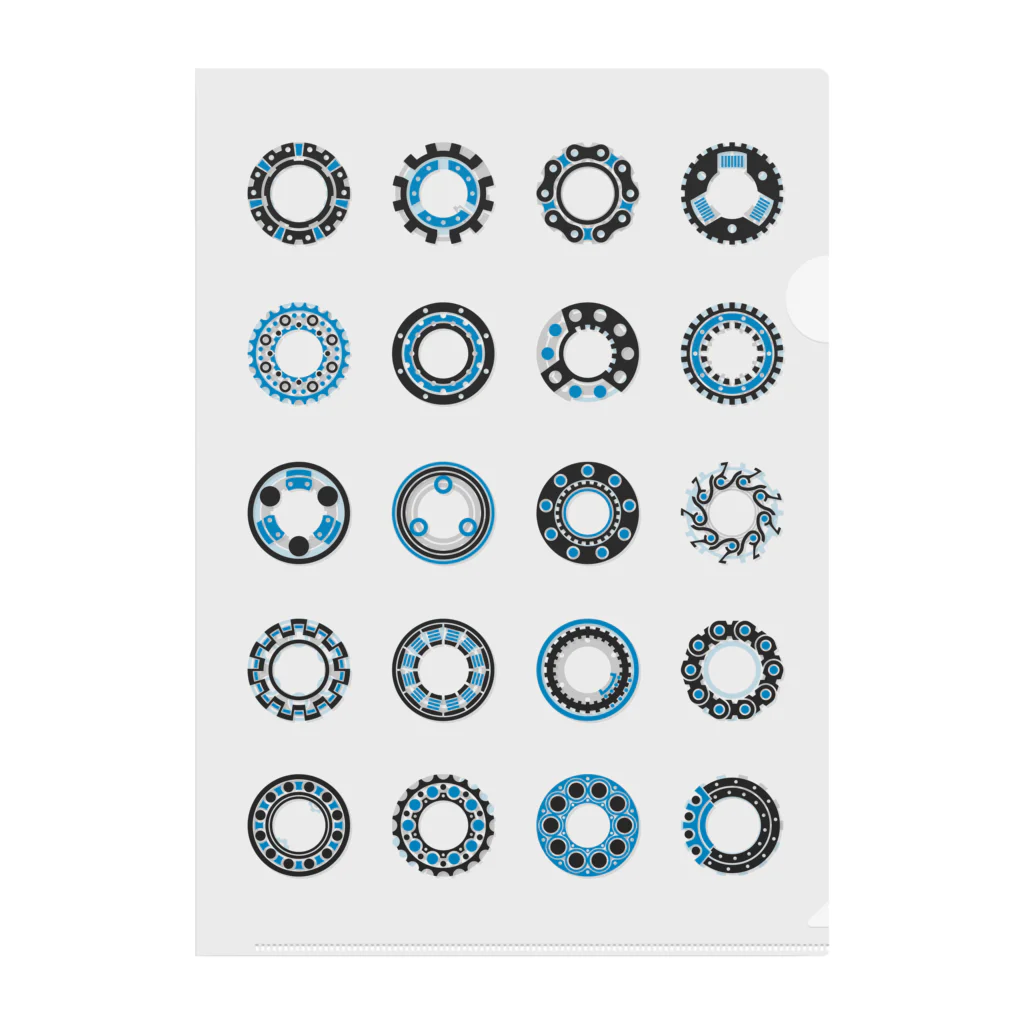青色品評会 購買部の青色機械要素柄 クリアファイル（ホワイト） クリアファイル