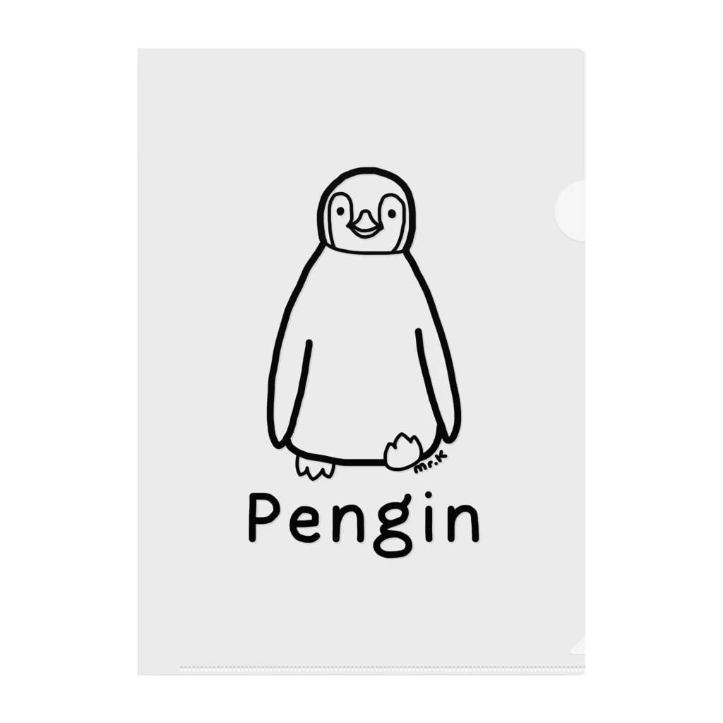 MrKShirtsのPengin (ペンギン) 黒デザイン クリアファイル