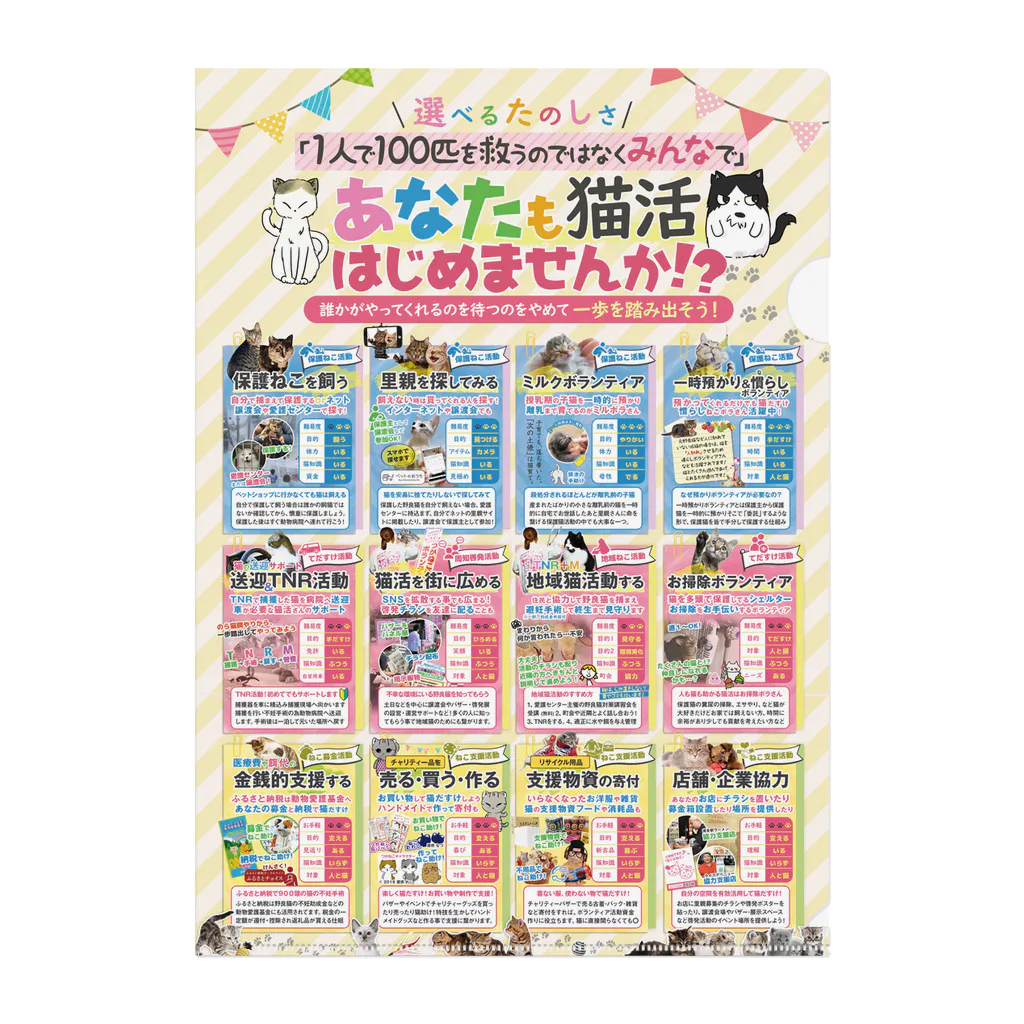 MiKiNEKO雑貨店(つかねこ公式グッズ)のTSUKANEKO×猫活 Clear File Folder