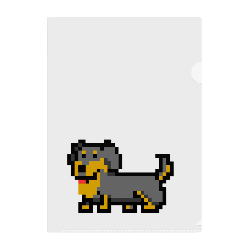 たばちひらんどのおみせのドット絵犬（ミニチュアダックス） クリアファイル