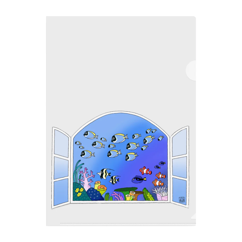 栗坊屋のパウダーブルーが泳ぐ海 Clear File Folder