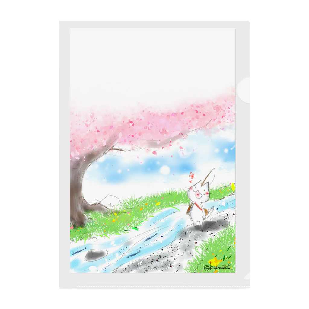 似顔絵師のくまさんのちいたん春ほのぼのイラストクリアファイル Clear File Folder