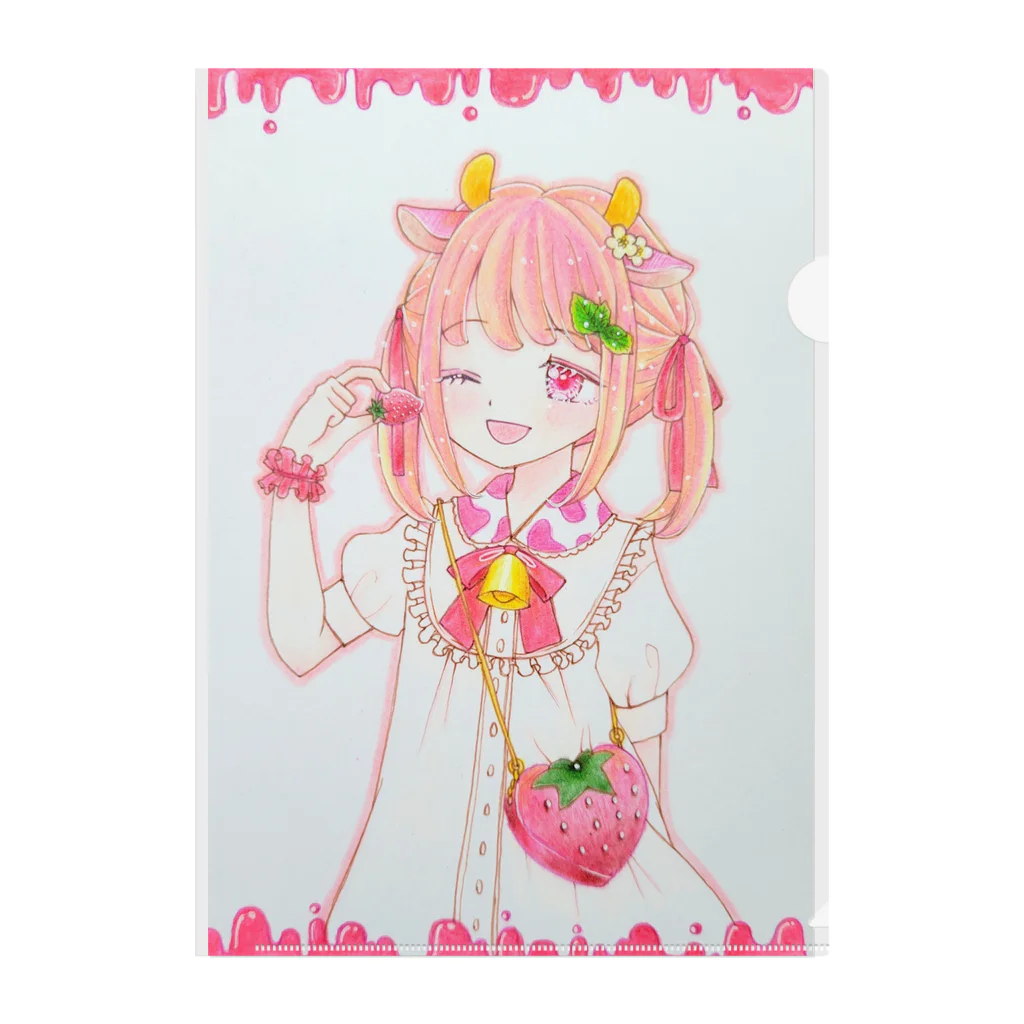 ぴょん🐰のいちごみるくうしちゃん Clear File Folder