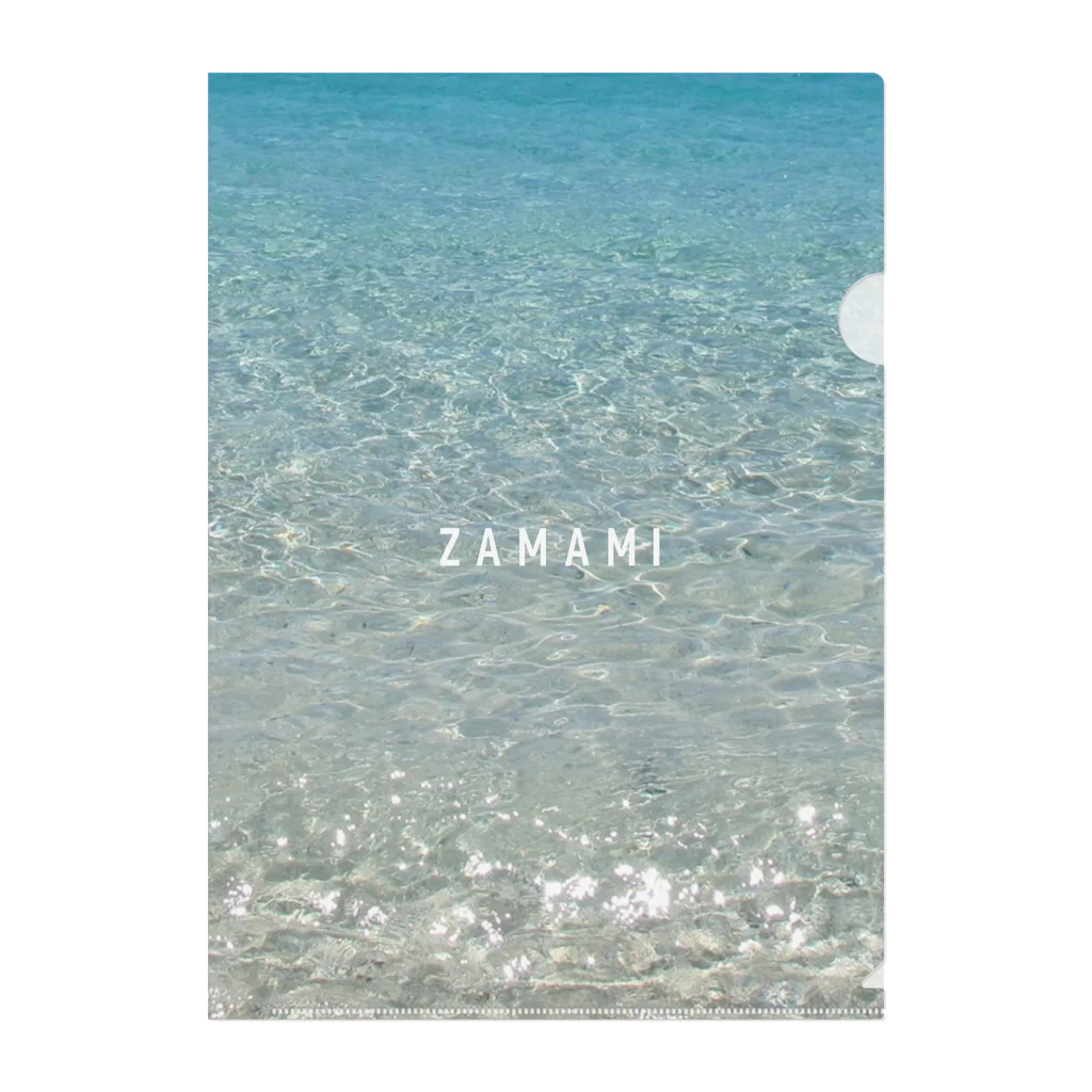はれうさぎの沖縄座間味の海【波C-2】波打ちぎわ｜ZAMAMIの文字入り Clear File Folder