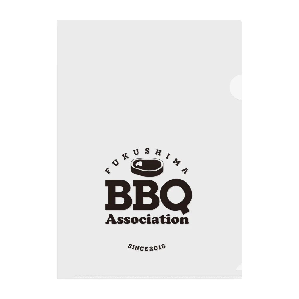 福島バーベキュー協会SHOPの福島BBQ協会Circleロゴ黒文字 Clear File Folder