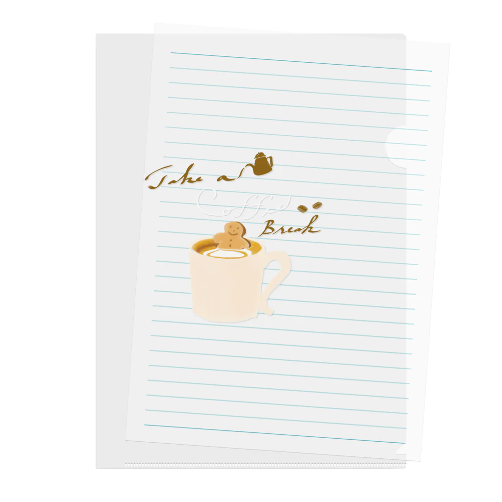 kiki25のcoffee time(コーヒー白字) Clear File Folder