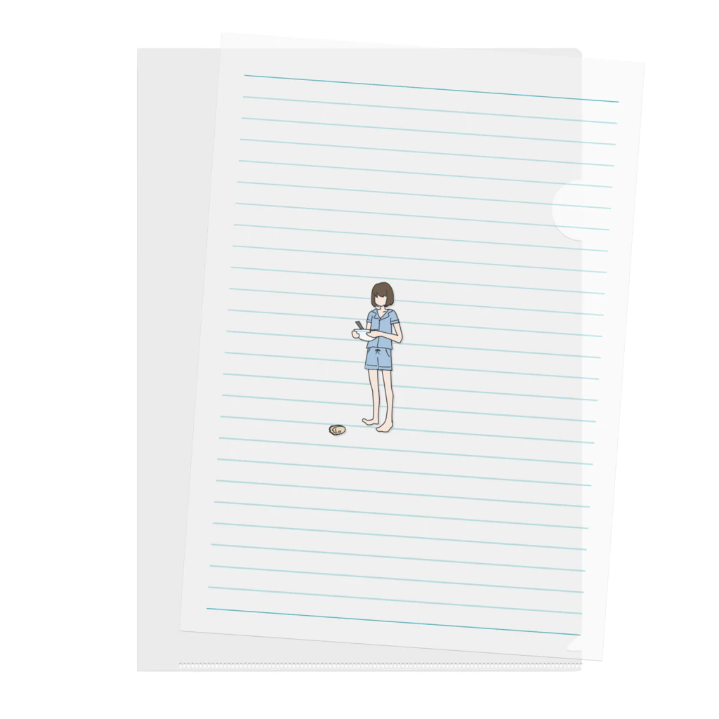 みやたの落ちたカキ食べられないの -blue- Clear File Folder