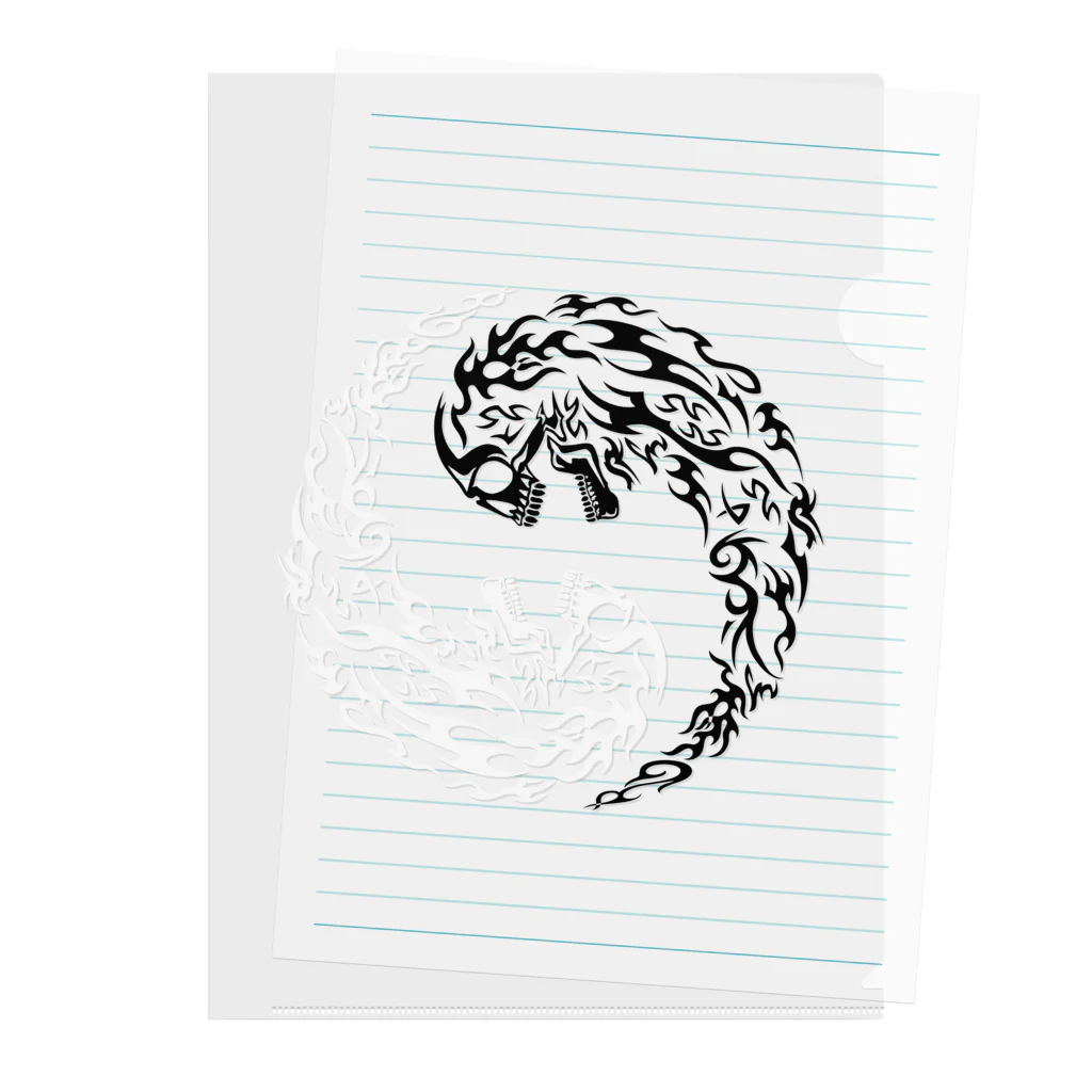 Ａ’ｚｗｏｒｋＳの合わせ二つ髑髏 黒白（オリジナル家紋シリーズ） クリアファイル