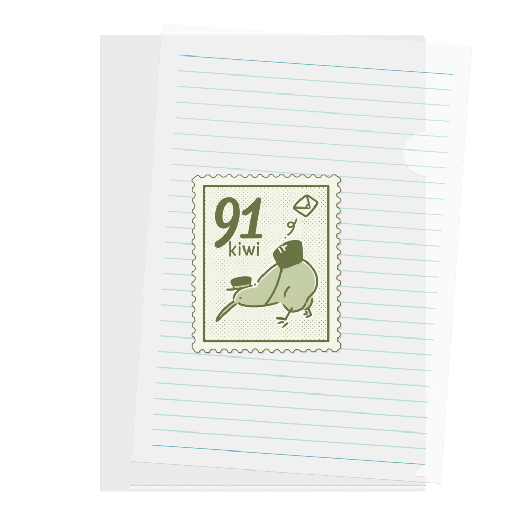 イニミニ×マートのキーウィの切手 Clear File Folder