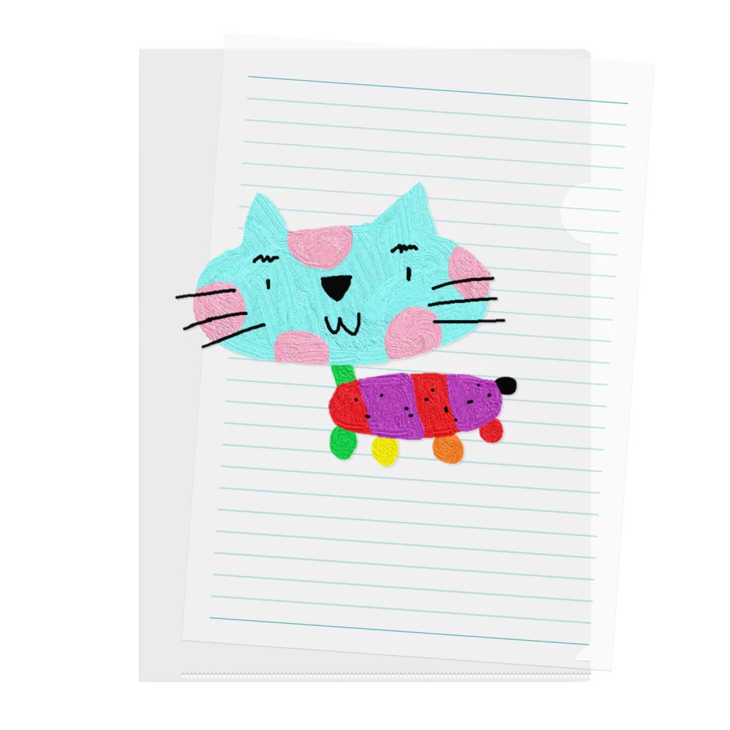 手書き家のカラフルねこ Clear File Folder