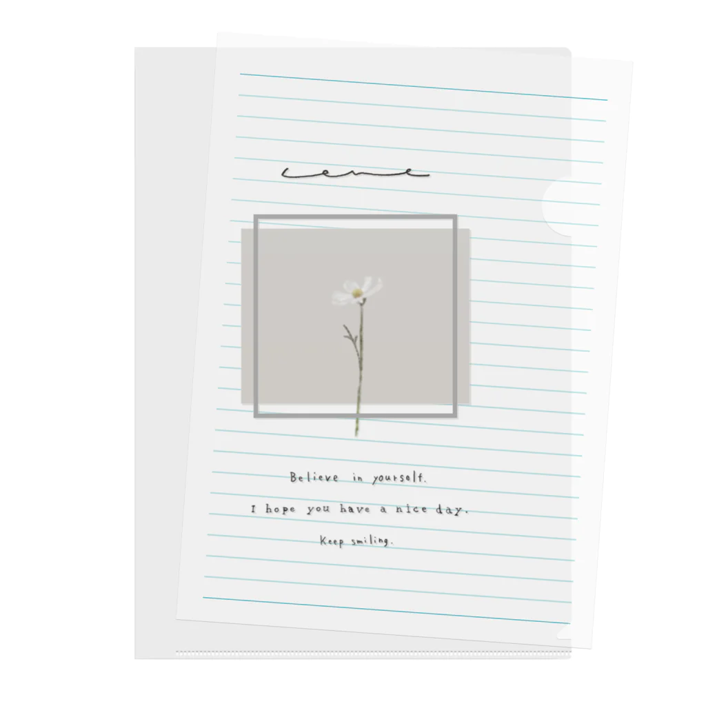 rilybiiのwhite grayish peach tea × white flower Clear File Folder