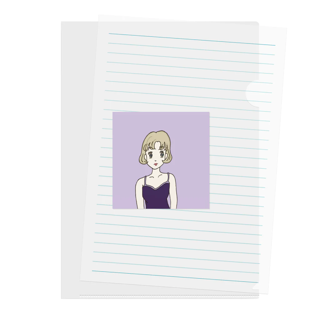 Hinanochin.shopのMs. Blonde Short Hair Clear File Folder