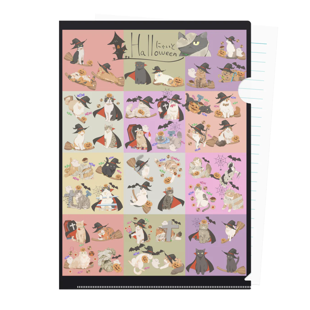 だいこくの猫絵生活ショップのハロウィンクリアファイル Clear File Folder