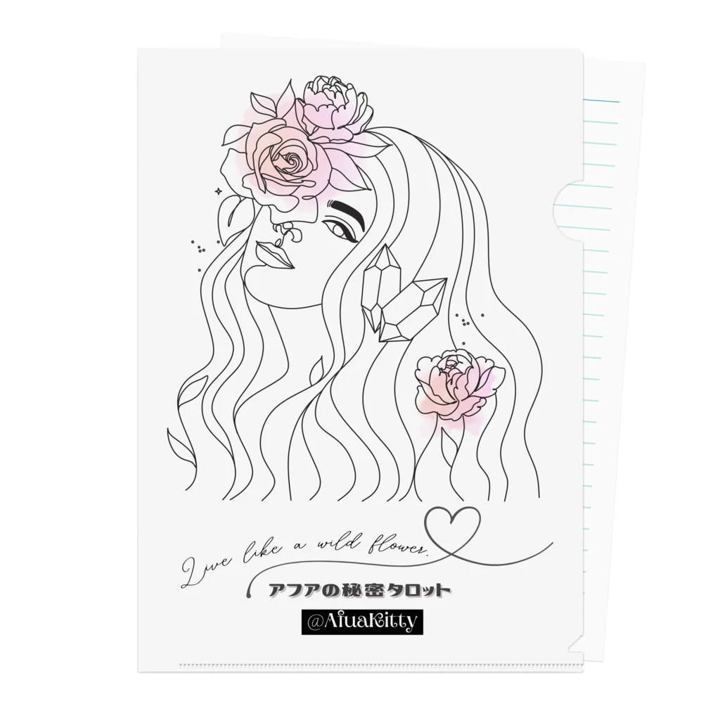 アフアの秘密タロットの❥アフアの秘密タロット【クリアファイル】Live like a wild flower.  (WH)  Clear File Folder