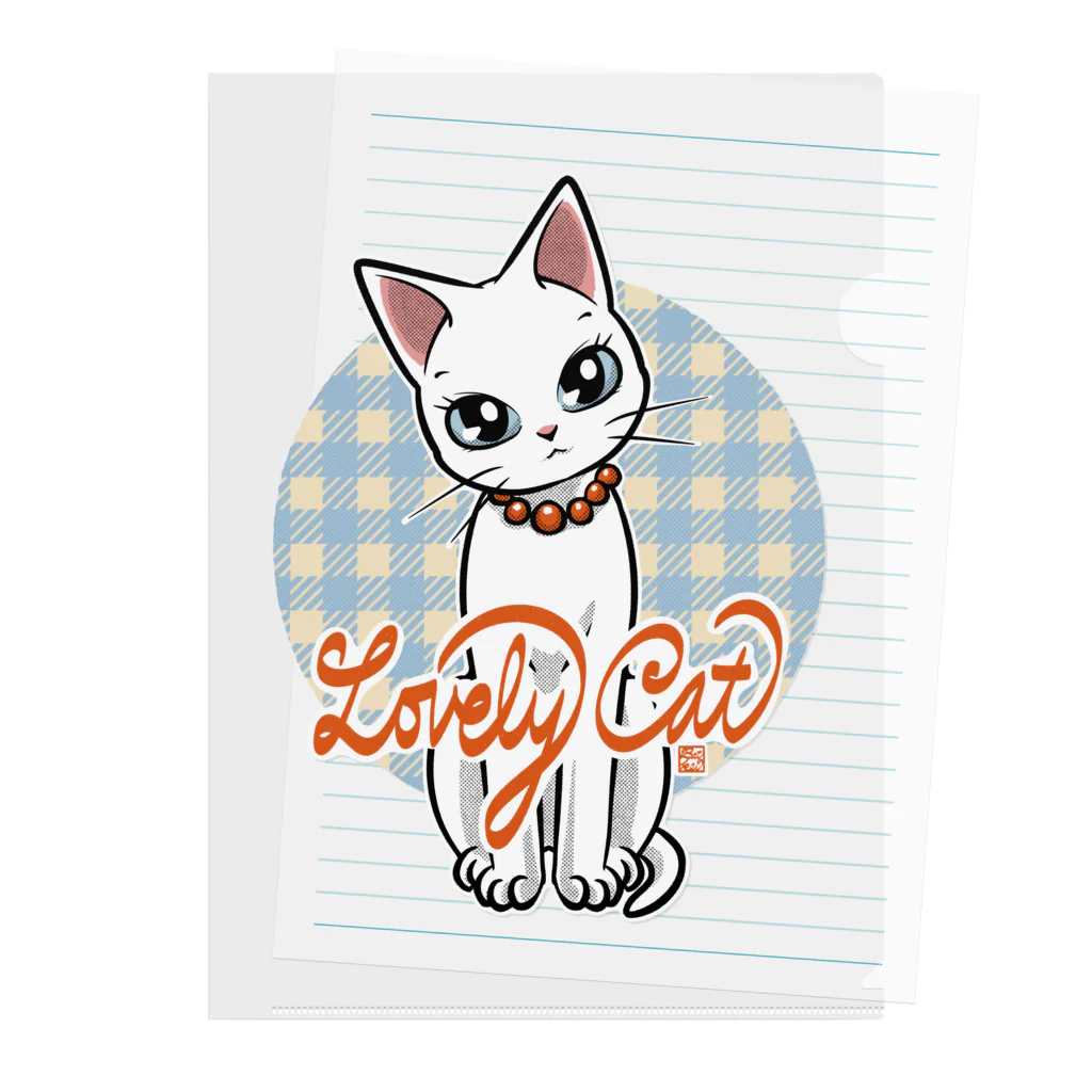 BATKEI ARTのCute White Cat Misty Clear File Folder