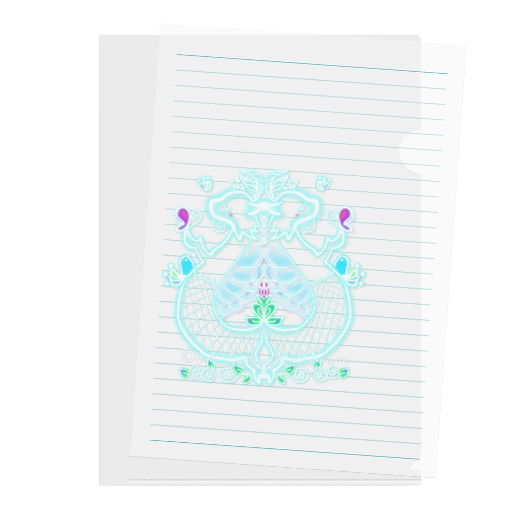 ちゃすみんwith Dragon&Angelのツイン龍Dragon light blue Clear File Folder