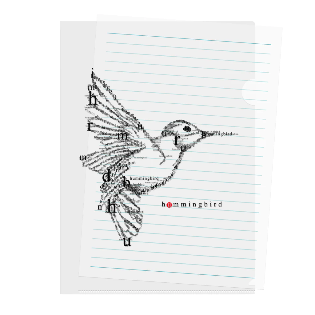 t-shirts-cafeのフォントイラストレーション『hummingbird（ハミングバード・ハチドリ）』 クリアファイル