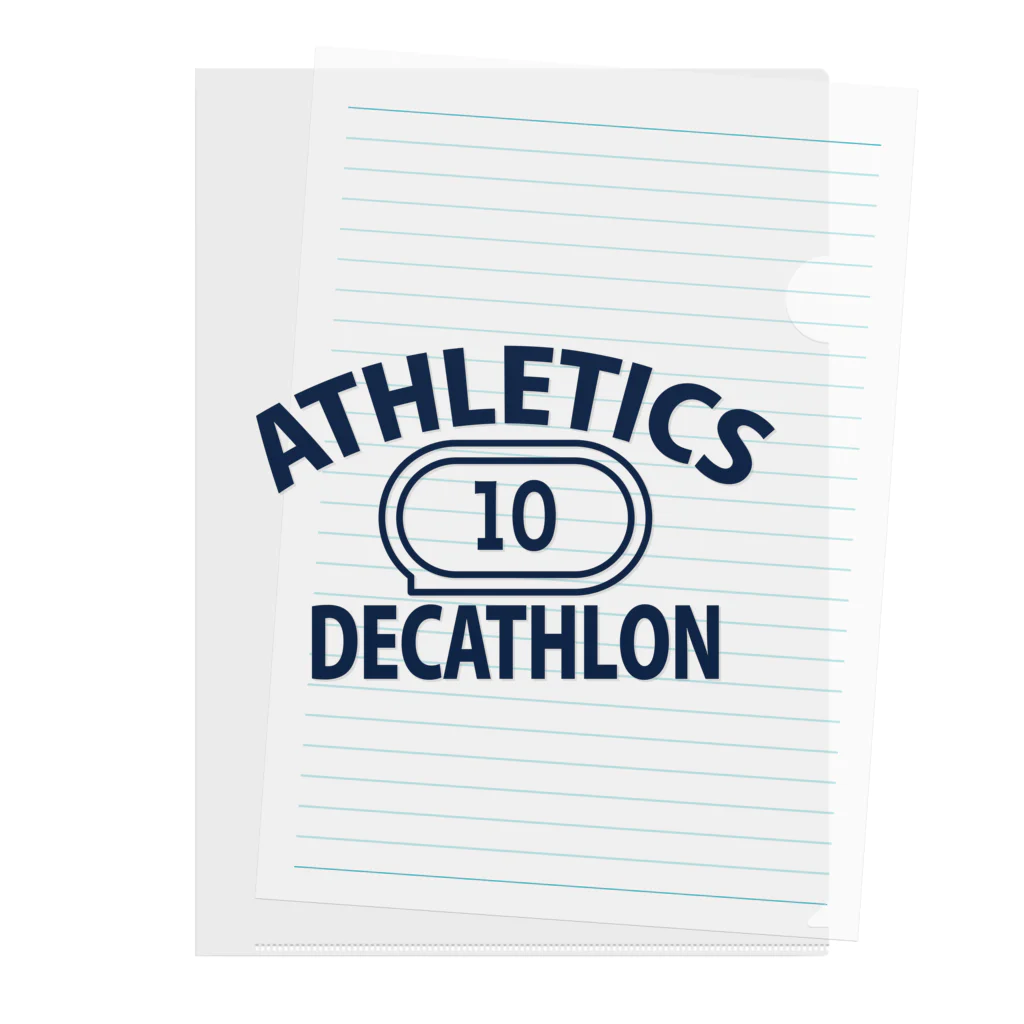 sports_tower スポーツタワーの十種競技・デカスロン・DECATHLON・じっしゅきょうぎ・二日間・10種・男子・女子・かっこいい・かわいい・選手・陸上部員・トレーニング・混成競技・確実・有望・応援・タイム・得点・入賞・実力 クリアファイル