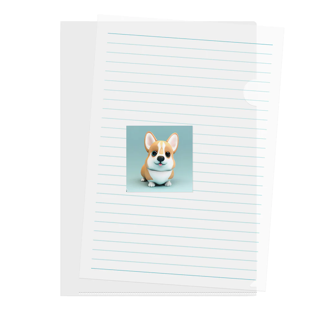 sweetsmailstudioの3Dイラストコーギー Clear File Folder
