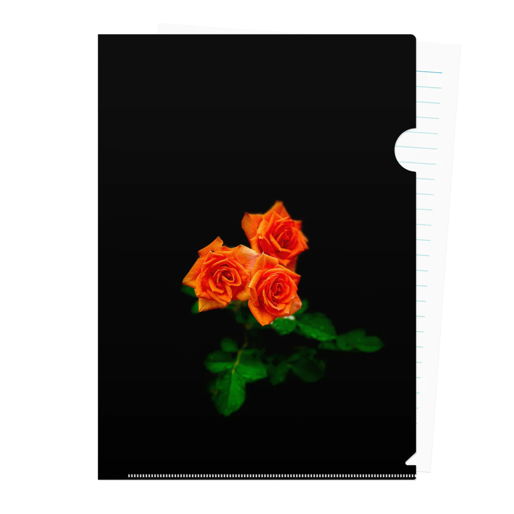 flower_design_hiroの元気と健やかさを与えてくれるオレンジ色のバラグッズ クリアファイル