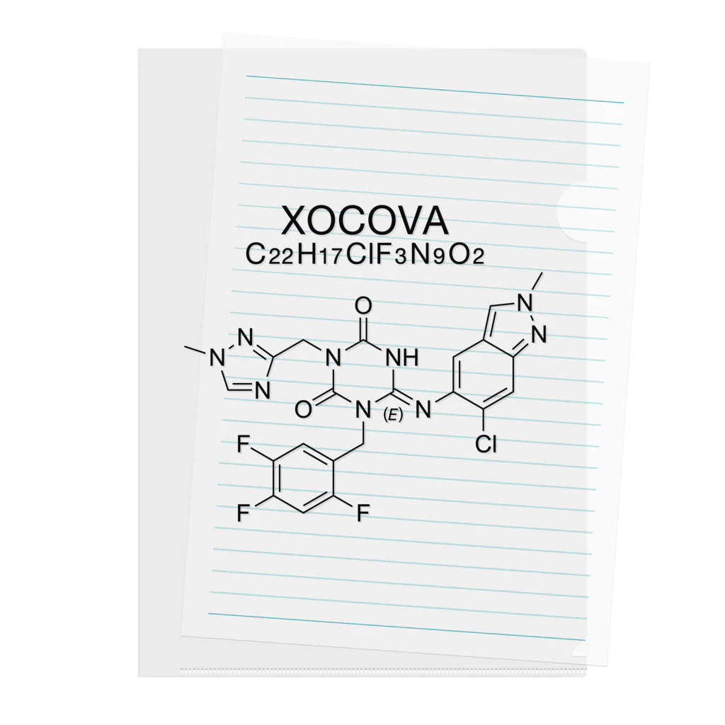 DRIPPEDのXOCOVA C22H17ClF3N9O2-ゾコーバ-(Ensitrelvir-エンシトレルビル-) クリアファイル