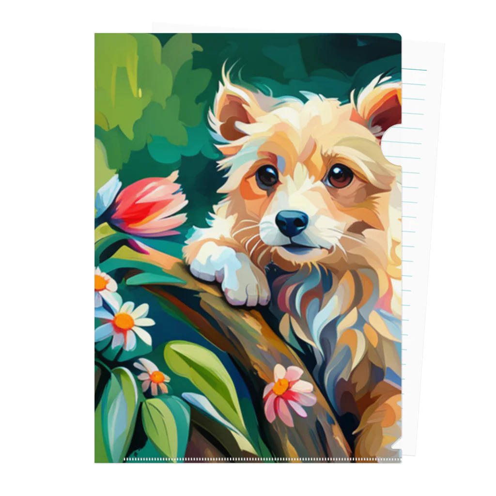 みどりの森のかわいい子犬 Clear File Folder
