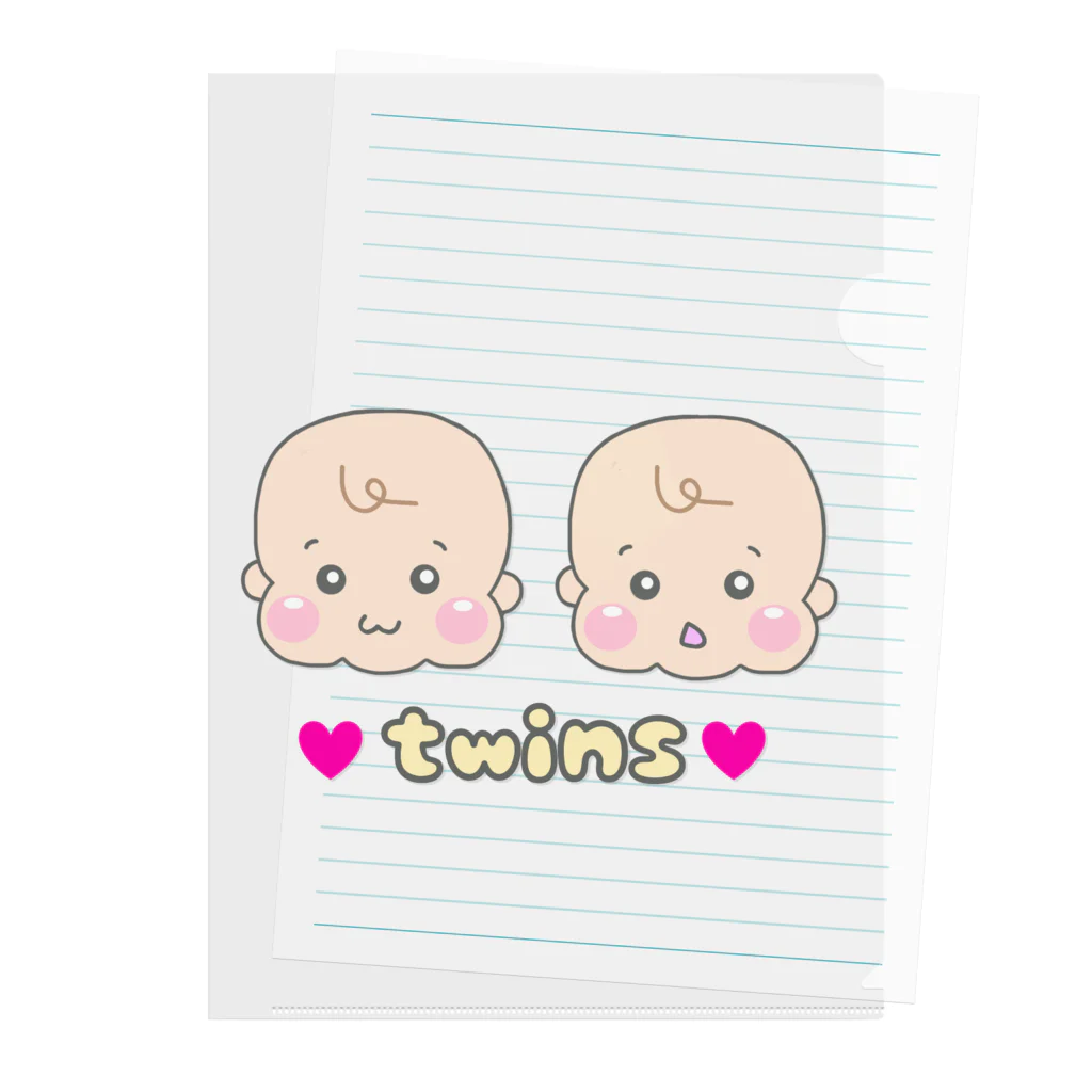 twins🤍のtwins べびー　ふたごグッズ Clear File Folder