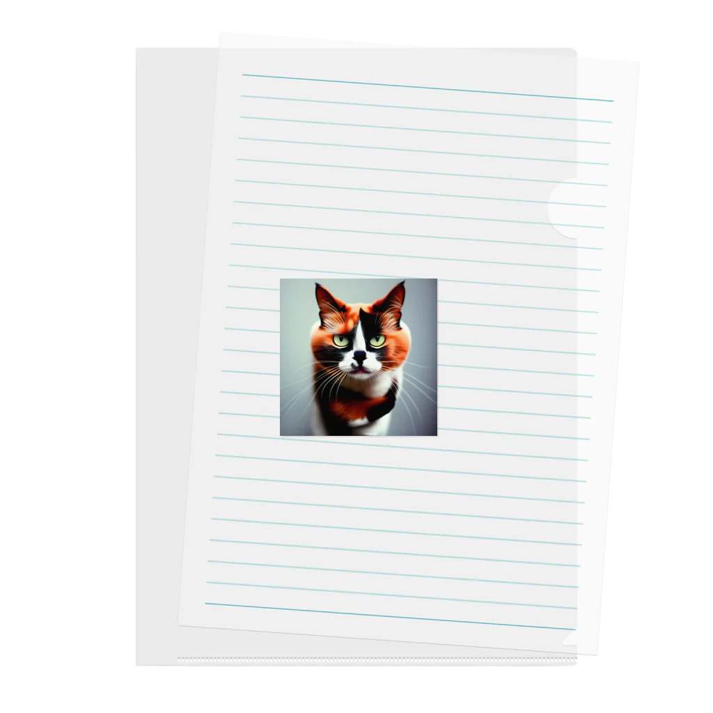 den_hartの我慢顔の三毛猫くん Clear File Folder