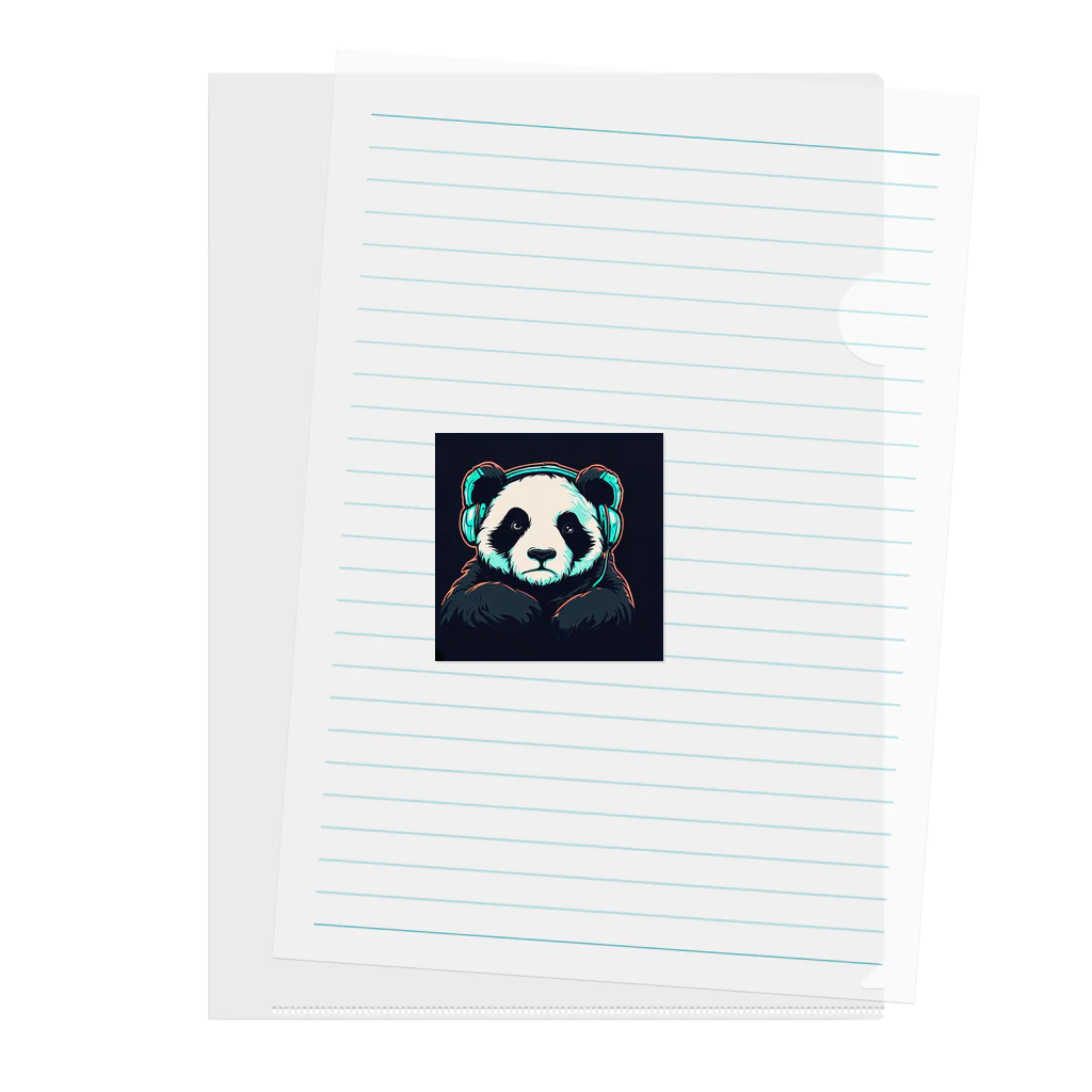 Shiba_IncのHeadphones & Pandas（ヘッドホン & パンダ） Clear File Folder