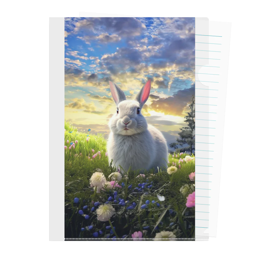 癒しのお部屋の野原のうさぎ Clear File Folder