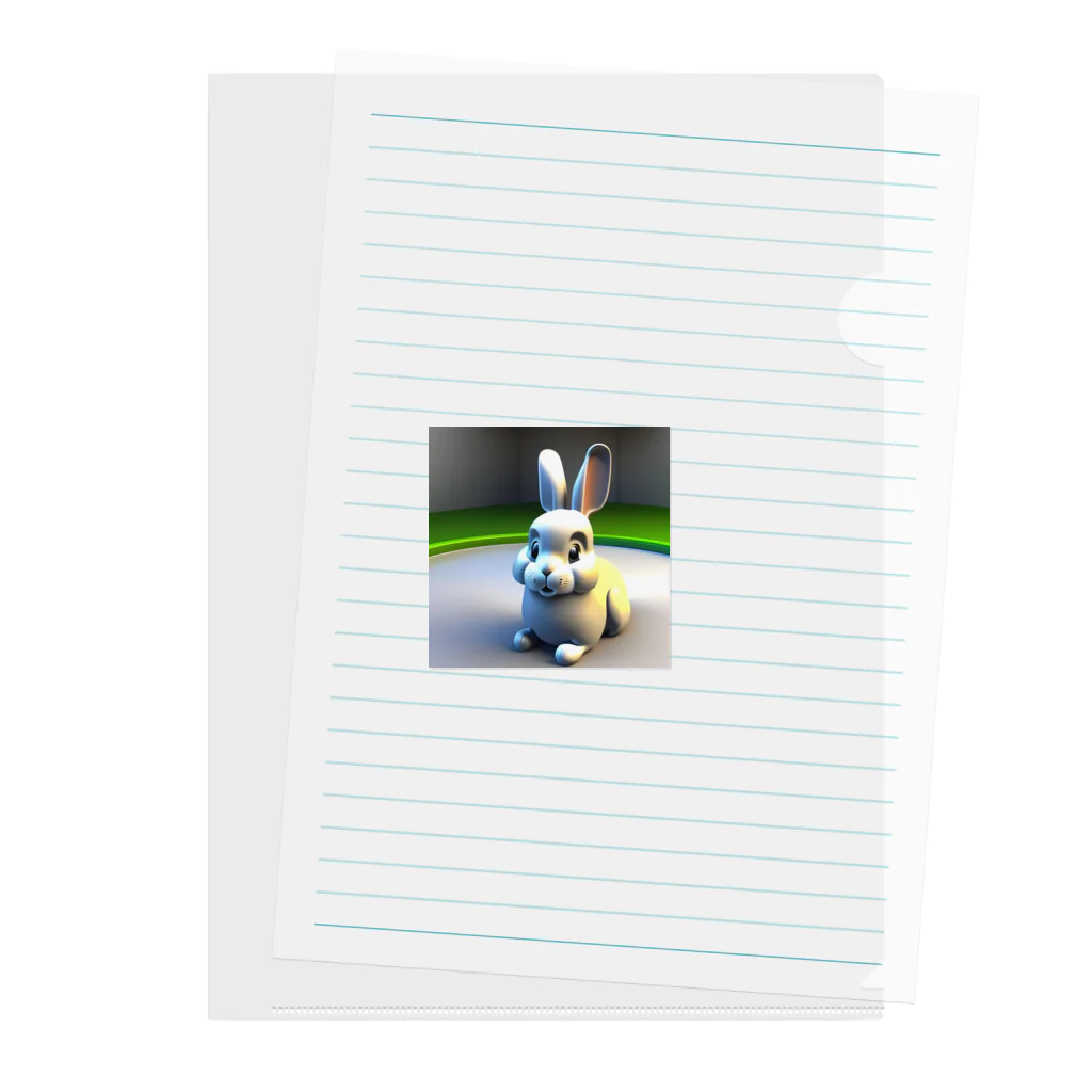 動物好きのともやのかわいい兎の3Dイラストグッズ Clear File Folder
