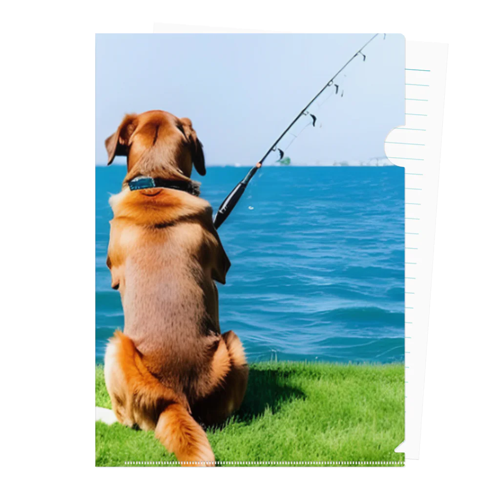 the dog is ⚫︎⚫︎ing ✖️✖️のthe dog is fishing fish Clear File Folder