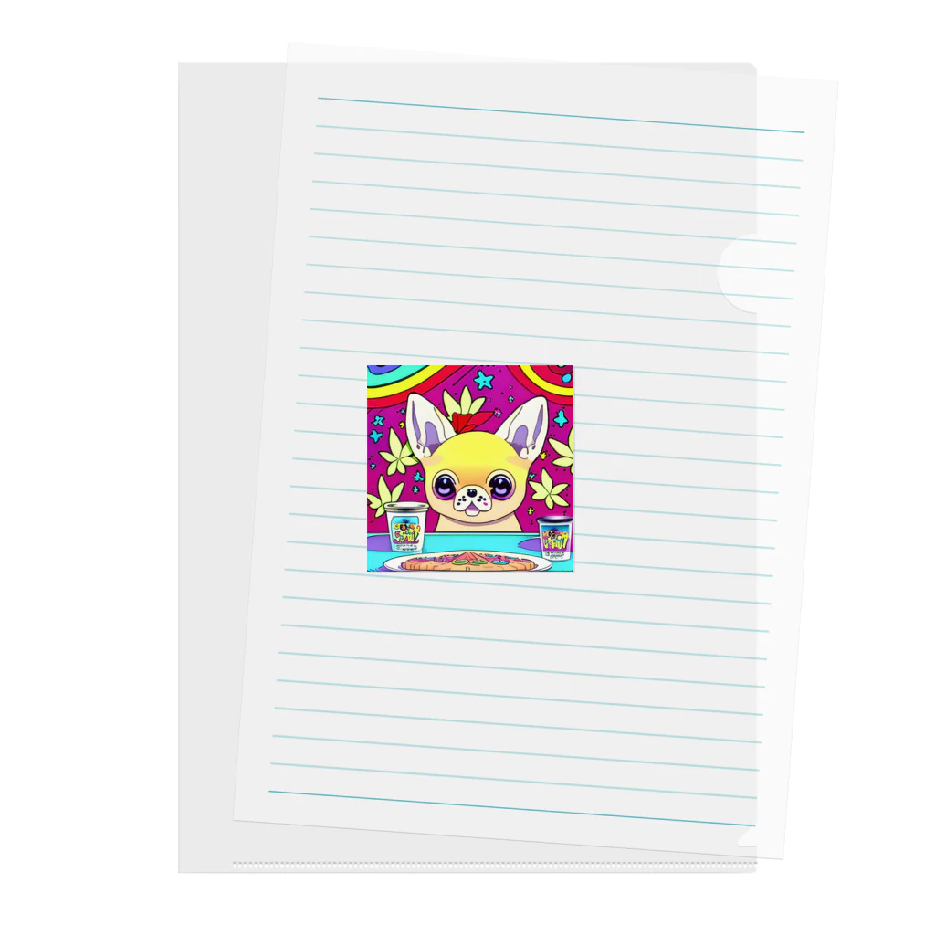 チワワ愛好家ショップのチワワとの楽しい朝食☆ホットケーキとバターの魔法 Clear File Folder