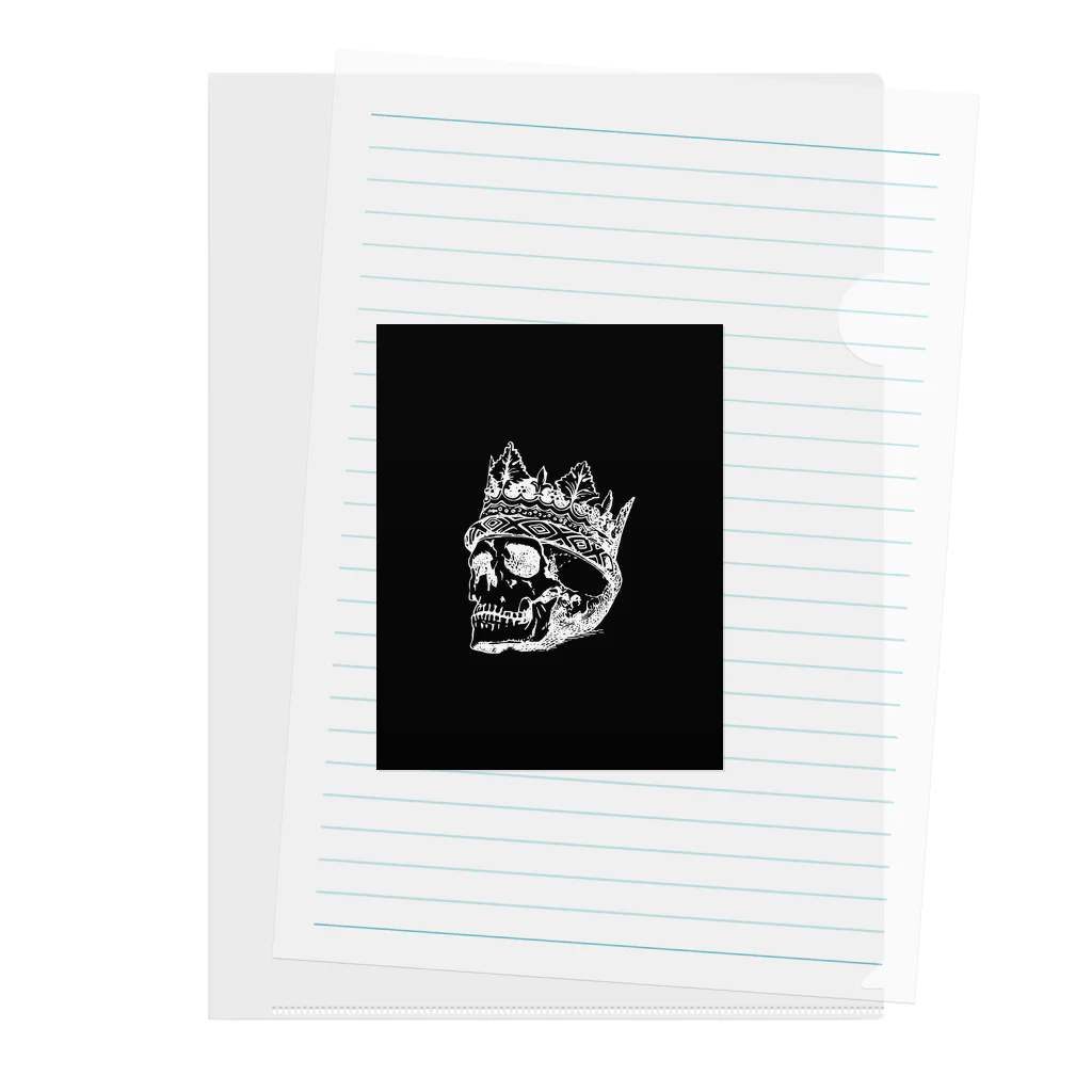 COOL&SIMPLEのBlack White Illustrated Skull King  Clear File Folder