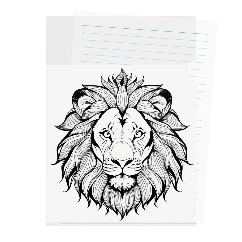 megamix-kazの"獅子王の誇り - 塗り絵風アートプリント" Clear File Folder