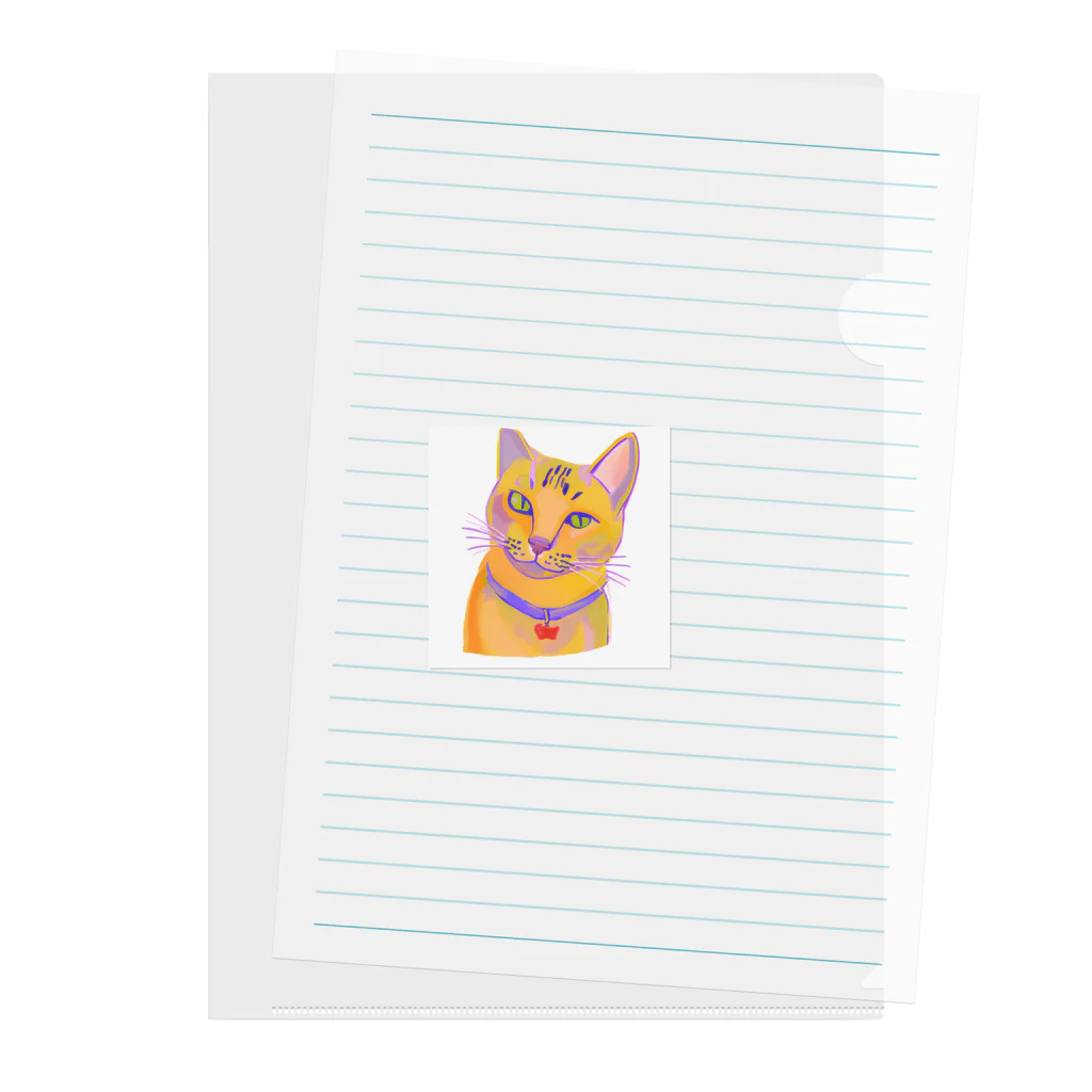 ネコフスキの鮮やかな凛々しい猫さんのイラストグッズ Clear File Folder