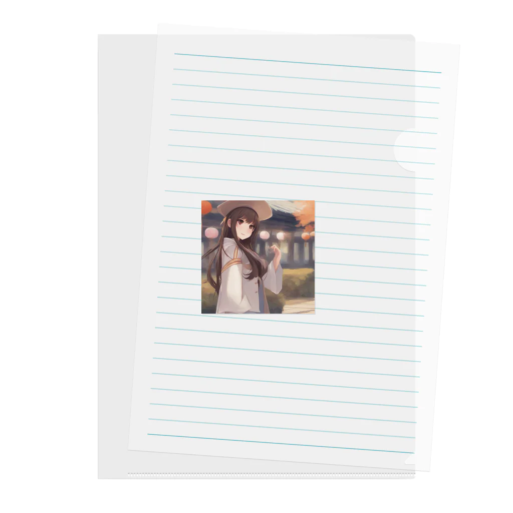 ワンダーワールド・ワンストップの可愛らしいロングヘアの女性のグッズ Clear File Folder