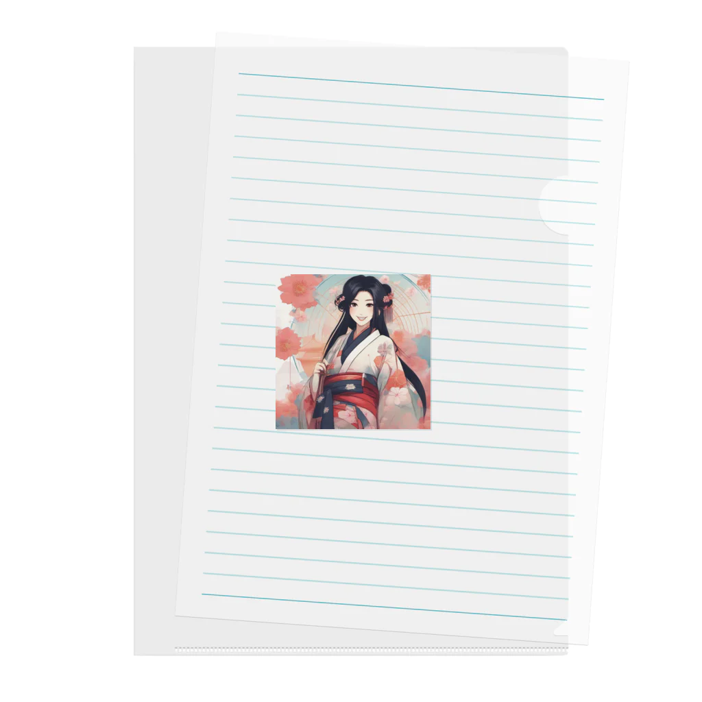 ワンダーワールド・ワンストップの浴衣を着た黑髪ロングヘアの綺麗な女性 Clear File Folder