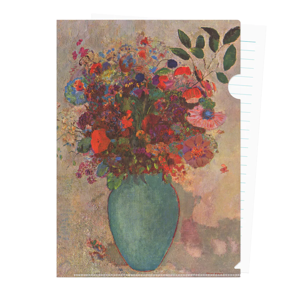 世界美術商店のトルコ石色の花瓶の花 /  The turquoise vase Clear File Folder