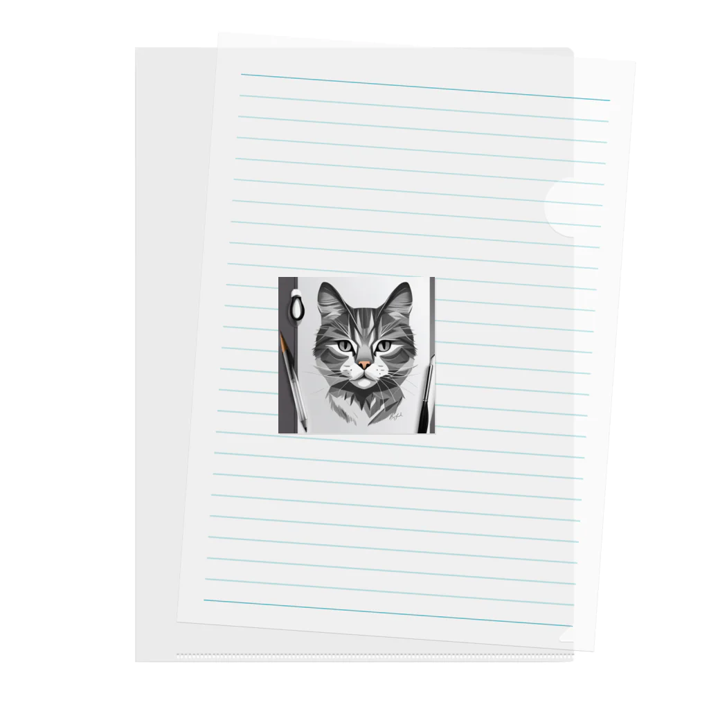 teru8376のイラスト　猫 Clear File Folder