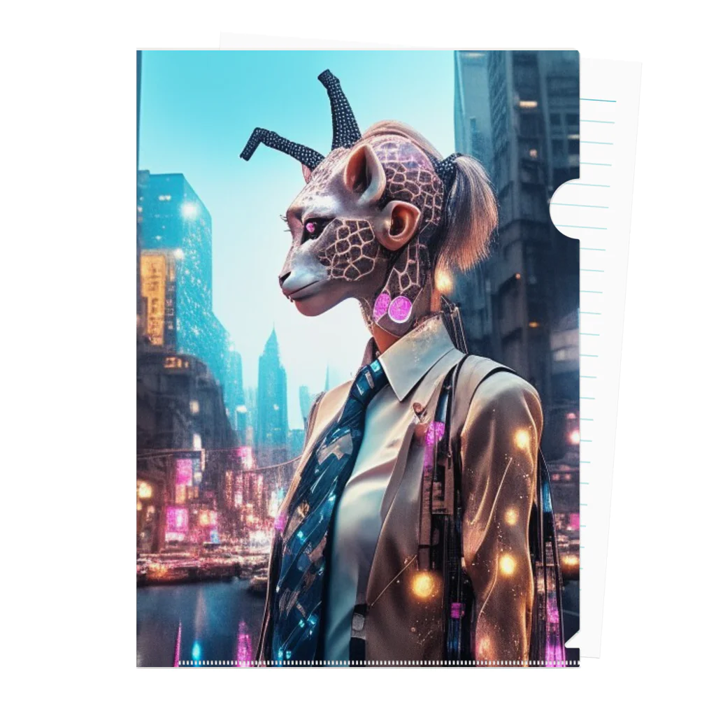 𝔔𝔘𝔒ℜℑ𝔄のCyberpunk giraffe Clear File Folder