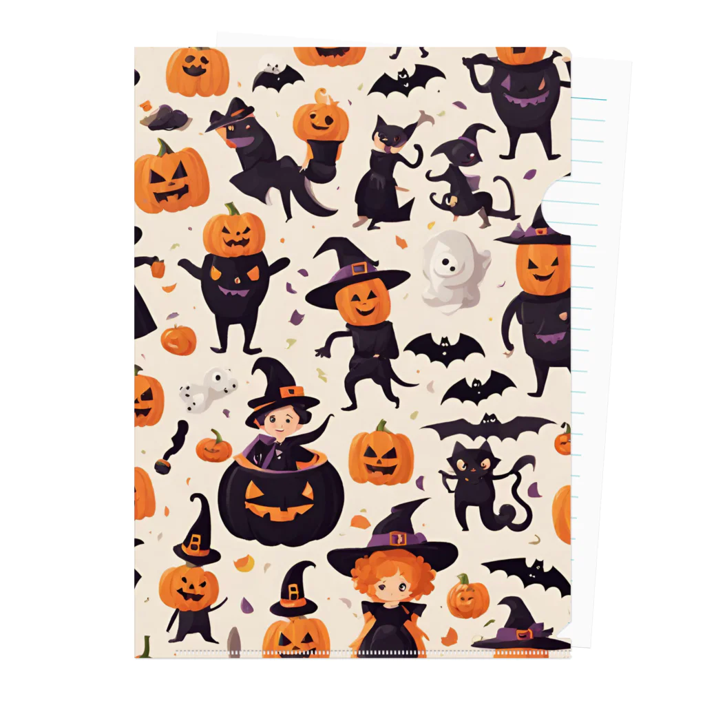 ワンダーワールド・ワンストップのたくさんのかわいいハロウィーンキャラクター Clear File Folder