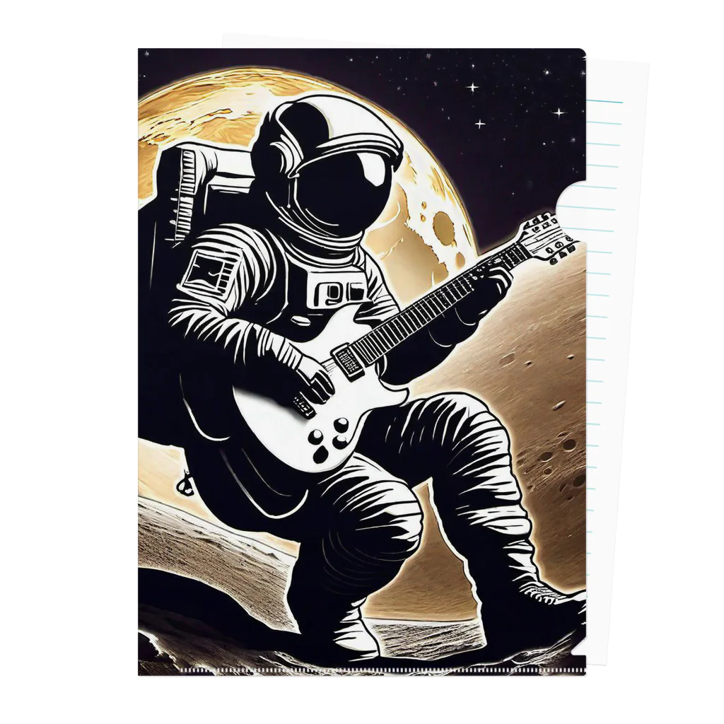 宇宙開発デザイン科の月面のギタリスト Clear File Folder