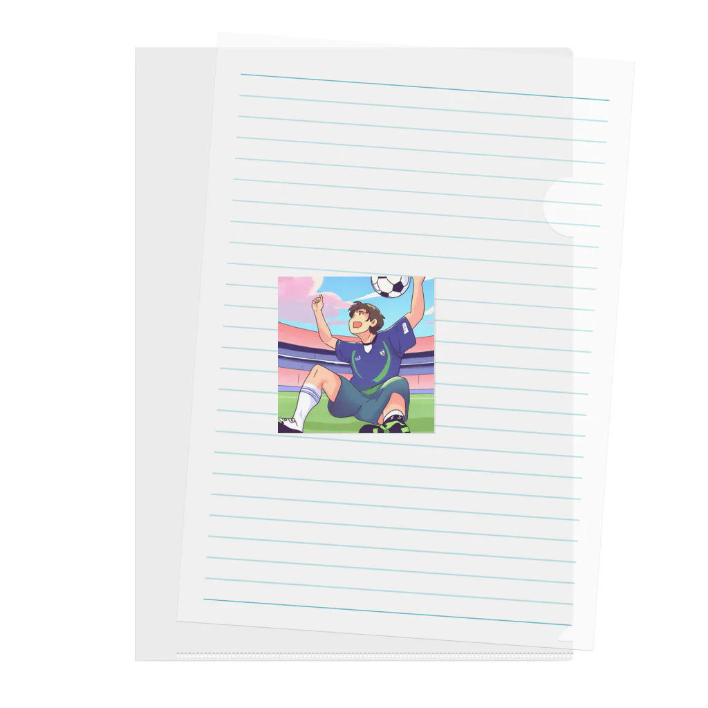 ほっこりグッズBASEのワールドカップ優勝を夢見るサッカー少年 Clear File Folder