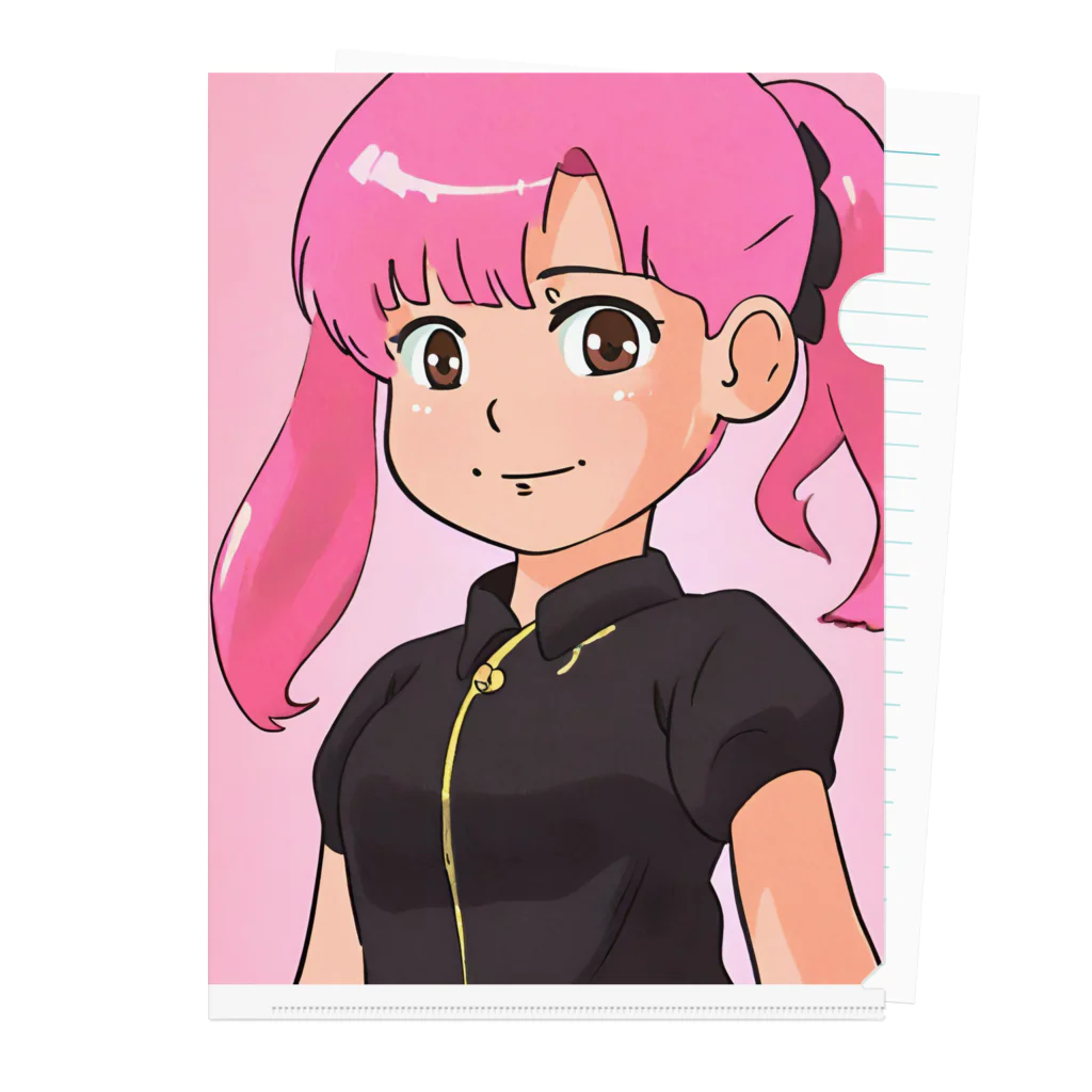 ワンダーワールド・ワンストップのピンク髪の女の子④ Clear File Folder