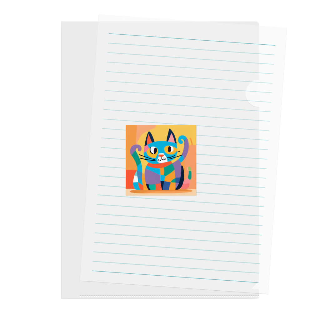 IKA_0120のカラフルな猫 Clear File Folder