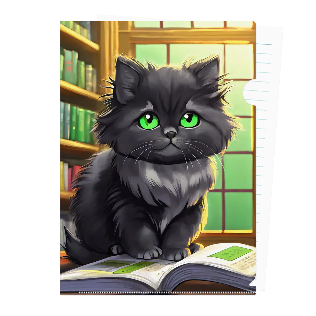 yoiyononakaの図書室の黒猫02 クリアファイル