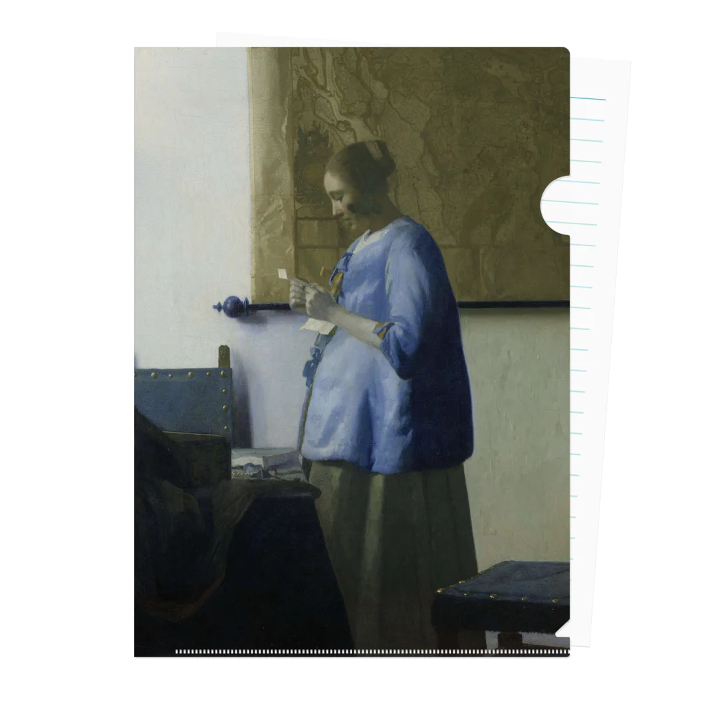 世界美術商店の青衣の女 / Woman Reading a Letter Clear File Folder